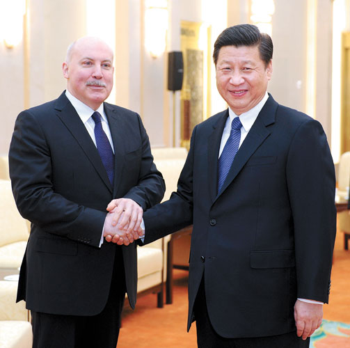 Top leader Xi Jinping calls for the Shanghai Cooperation Organization to play a larger role in regional and international affairs during his meeting with Dmitry Mezentsev, the group's new secretary-general, in Beijing on Friday. Xi calls for better development of security grouping