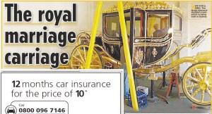 英國威廉王子密造3米高黃金婚車 重達(dá)2.5噸(圖)