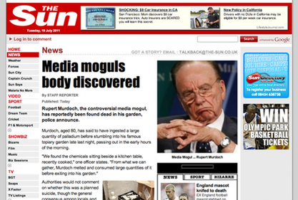 新聞集團《太陽報》網(wǎng)遭黑客襲擊 默多克“被死亡”