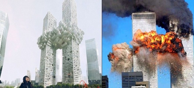 離奇“撞衫”：韓國姊妹樓重現(xiàn)紐約雙子塔9·11遇襲情景？
