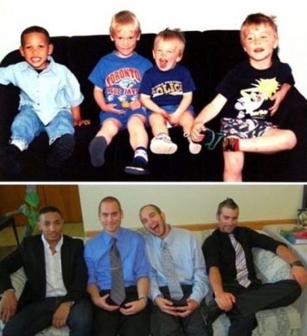 今昔對(duì)比“穿越”照：多年后愛(ài)依然濃、姿勢(shì)依然“銷魂”