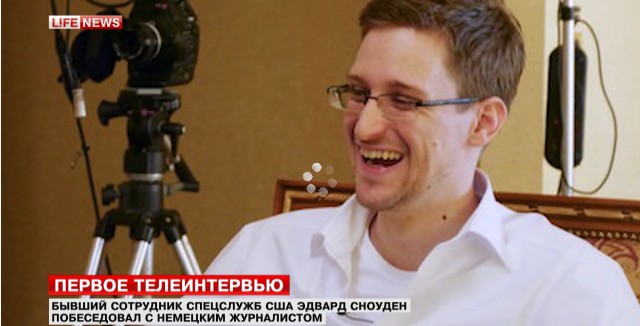 斯諾登首次在俄接受電視采訪 稱所有機密文件已交媒體