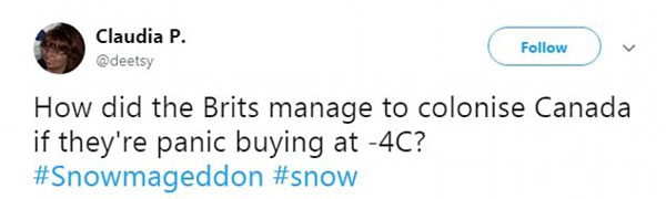 寒潮侵襲！英國(guó)人如臨大敵，卻遭北歐加拿大網(wǎng)友無(wú)情嘲笑