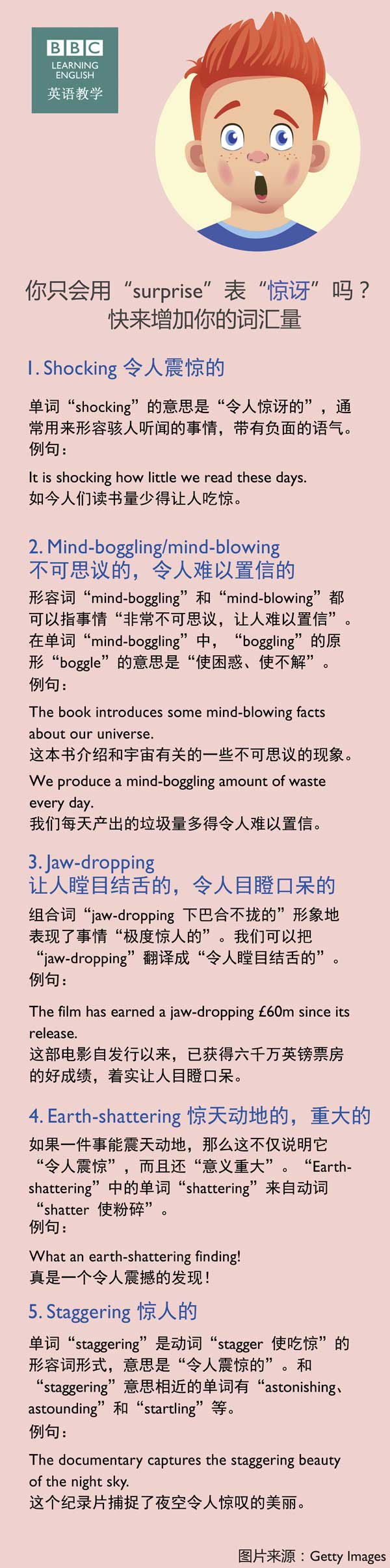 你只會(huì)用“surprise”表“驚訝”嗎？快來(lái)增加你的詞匯量